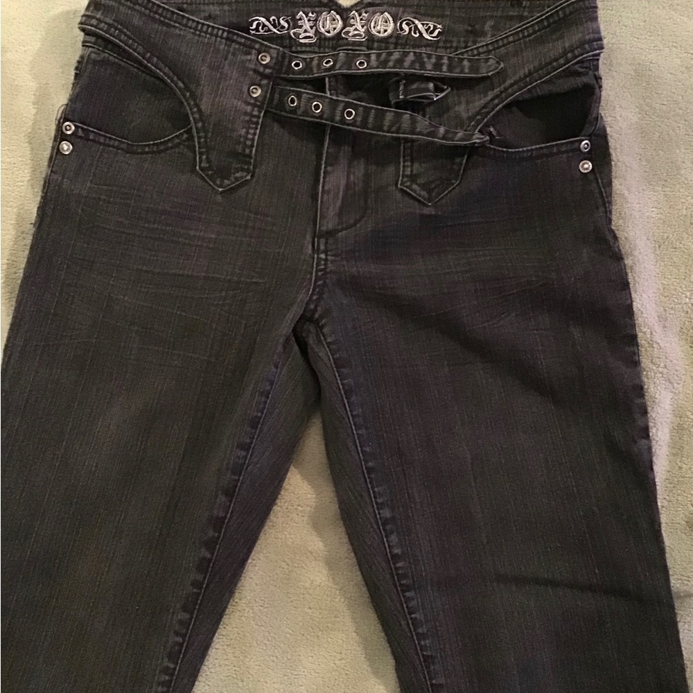 Cute XOXO black straight leg jeans. Slightly worn.
